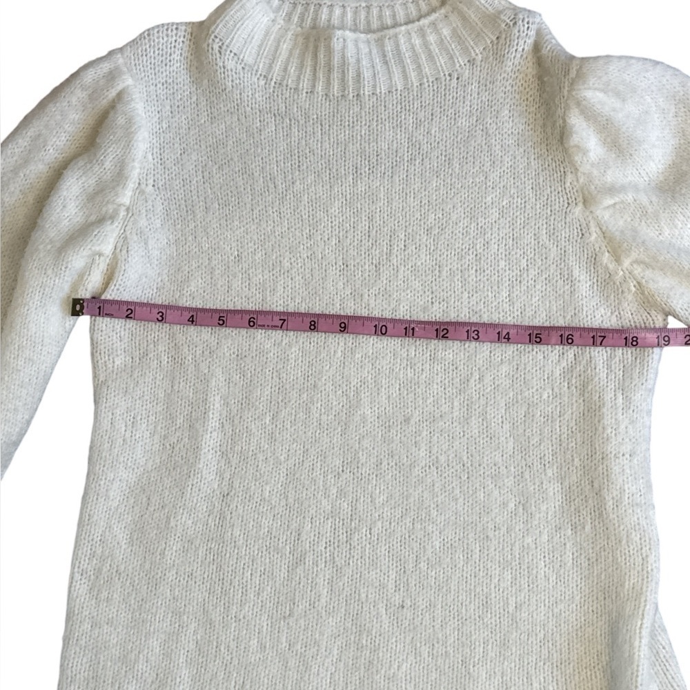 Love Tree White Knit Puff Sleeve Sweater Medium - Picture 7 of 8